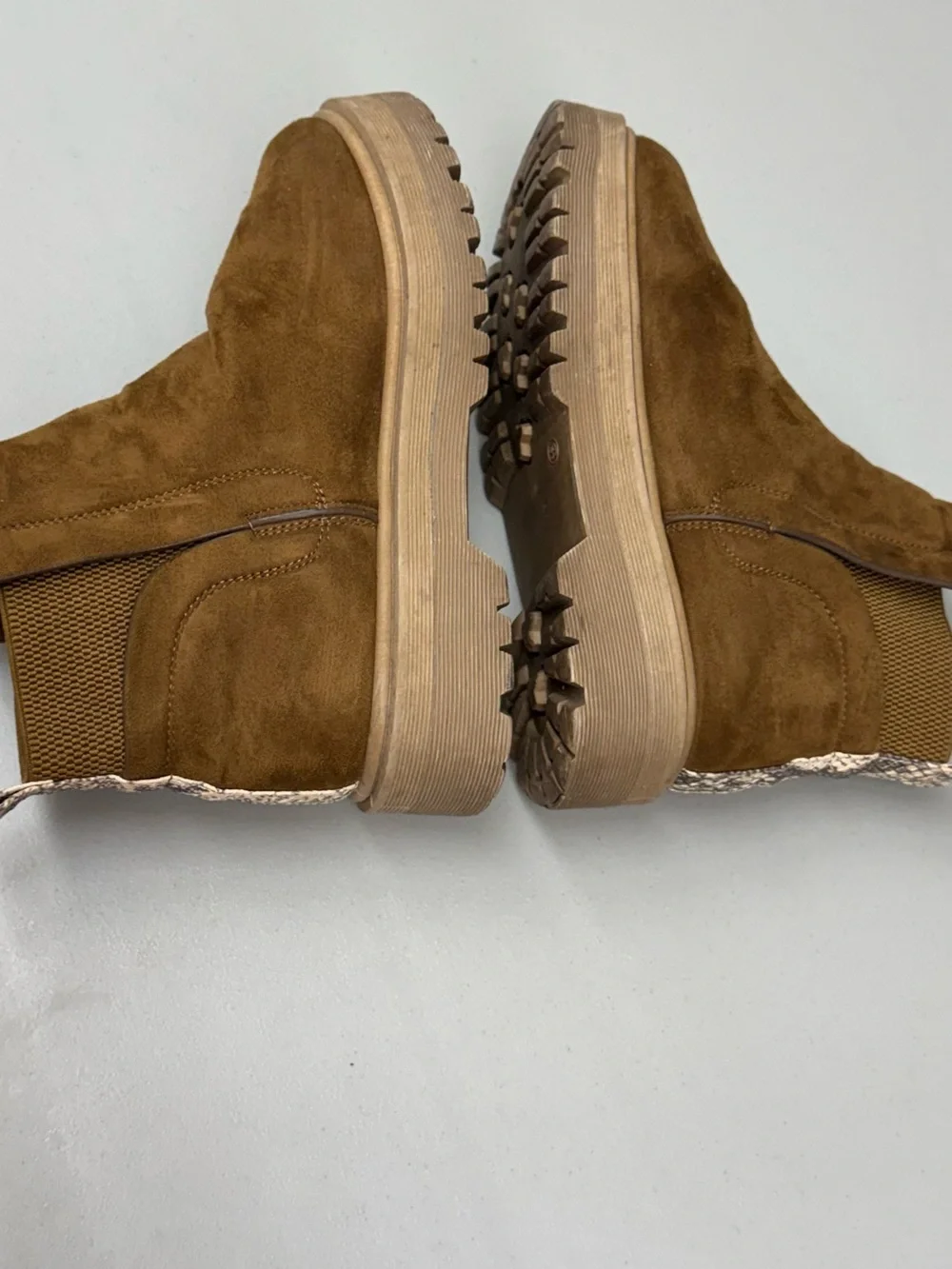 Worthington Warm Winter Tan Suede Chelsea Platform Booties